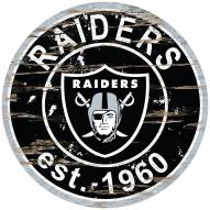 Las Vegas Raiders Distressed Round Sign