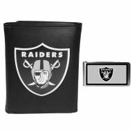 Las Vegas Raiders Leather Tri-fold Wallet & Color Money Clip