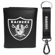 Las Vegas Raiders Leather Tri-fold Wallet & Strap Key Chain