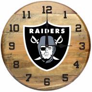 Las Vegas Raiders Oak Barrel Clock