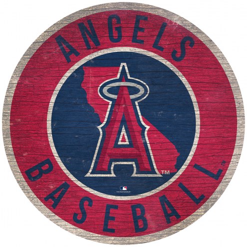 Los Angeles Angels 12&quot; Circle with State Sign