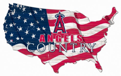 Los Angeles Angels 15&quot; USA Flag Cutout Sign
