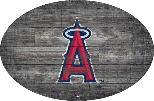 Los Angeles Angels 46&quot; Distressed Wood Oval Sign
