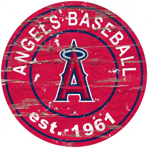 Los Angeles Angels Distressed Round Sign