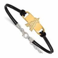 Los Angeles Angels Gold Plated Sterling Silver Leather Bracelet