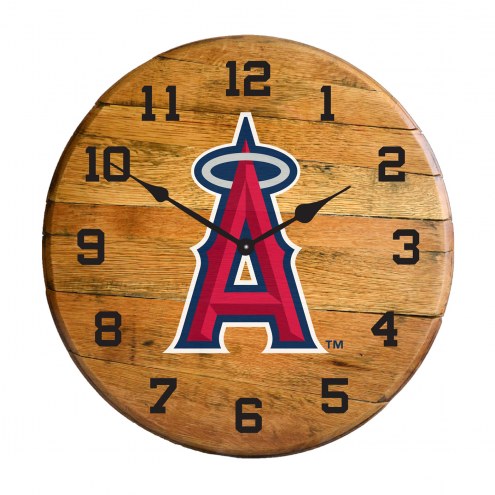 Los Angeles Angels Oak Barrel Clock
