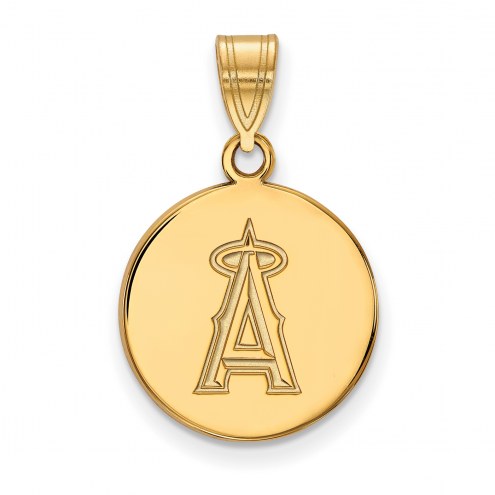 Los Angeles Angels Sterling Silver Gold Plated Medium Disc Pendant