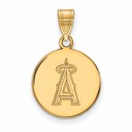 Los Angeles Angels Sterling Silver Gold Plated Medium Disc Pendant