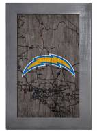 Los Angeles Chargers 11" x 19" City Map Framed Sign