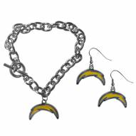 Los Angeles Chargers Chain Bracelet & Dangle Earring Set