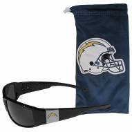 Los Angeles Chargers Chrome Wrap Sunglasses & Bag