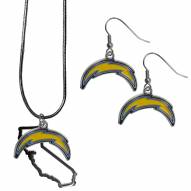 Los Angeles Chargers Dangle Earrings & State Necklace Set