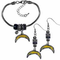 Los Angeles Chargers Euro Bead Earrings & Bracelet Set