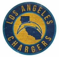Los Angeles Chargers Round State Wood Sign