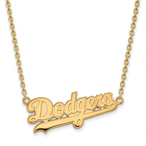 Los Angeles Dodgers Sterling Silver Gold Plated Large Pendant Necklace