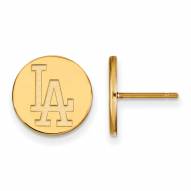 Los Angeles Dodgers Sterling Silver Gold Plated Small Disc Earrings