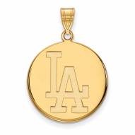 Los Angeles Dodgers Sterling Silver Gold Plated Large Disc Pendant