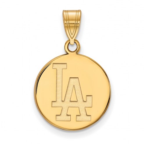 Los Angeles Dodgers Sterling Silver Gold Plated Medium Disc Pendant