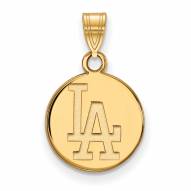 Los Angeles Dodgers Sterling Silver Gold Plated Small Disc Pendant