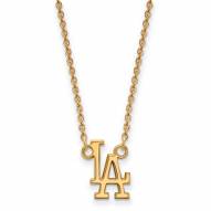 Los Angeles Dodgers Sterling Silver Gold Plated Small Pendant Necklace