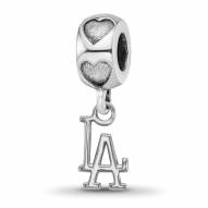 Los Angeles Dodgers Sterling Silver Heart Bead
