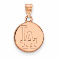 Los Angeles Dodgers Sterling Silver Rose Gold Plated Small Disc Pendant