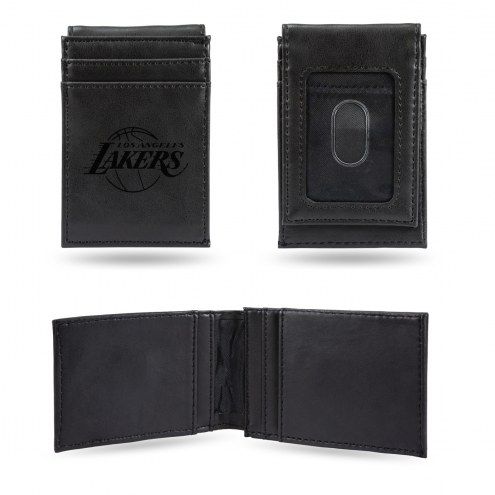 Los Angeles Lakers Laser Engraved Black Front Pocket Wallet