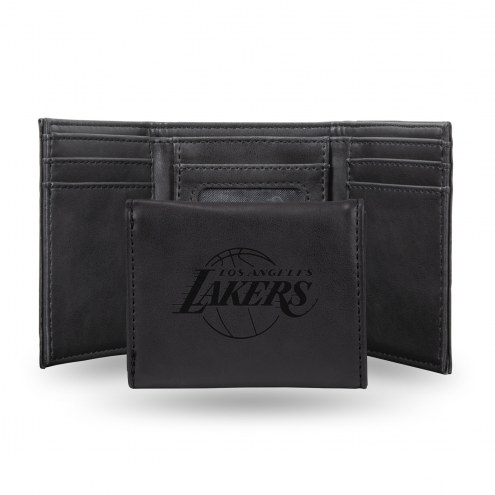 Los Angeles Lakers Laser Engraved Black Trifold Wallet