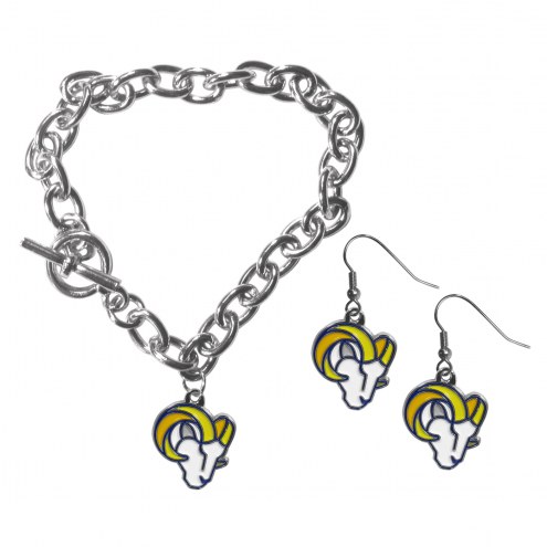 Los Angeles Rams Chain Bracelet and Dangle Earring Set