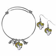 Los Angeles Rams Dangle Earrings and Charm Bangle Bracelet Set