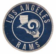 Los Angeles Rams Round State Wood Sign