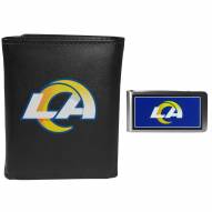 Los Angeles Rams Leather Tri-fold Wallet & Color Money Clip