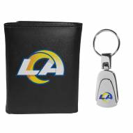 Los Angeles Rams Leather Tri-fold Wallet & Steel Key Chain