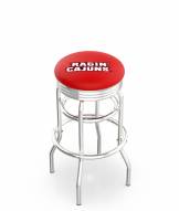 Louisiana Lafayette Ragin' Cajuns Double Ring Swivel Barstool with Ribbed Accent Ring