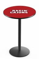 Louisiana Lafayette Ragin' Cajuns Black Wrinkle Bar Table with Round Base