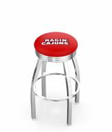 Louisiana Lafayette Ragin' Cajuns Chrome Swivel Barstool with Ribbed Accent Ring