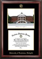 Louisiana Lafayette Ragin' Cajuns Gold Embossed Diploma Frame with Campus Images Lithograph