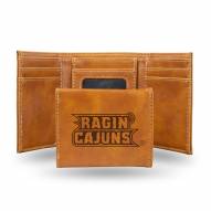 Louisiana Lafayette Ragin' Cajuns Laser Engraved Brown Trifold Wallet