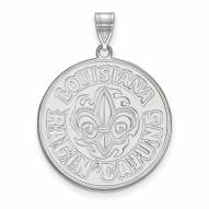 Louisiana Lafayette Ragin' Cajuns Sterling Silver Extra Large Pendant