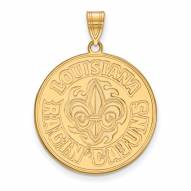Louisiana Lafayette Ragin' Cajuns Sterling Silver Gold Plated Extra Large Pendant