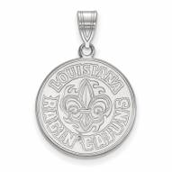 Louisiana Lafayette Ragin' Cajuns Sterling Silver Large Pendant