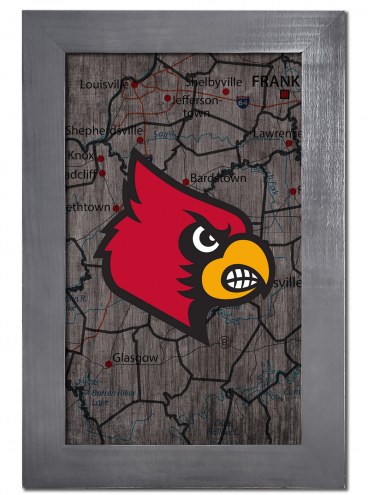 Louisville Cardinals 11&quot; x 19&quot; City Map Framed Sign