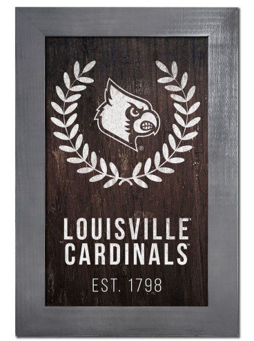 Louisville Cardinals 11&quot; x 19&quot; Laurel Wreath Framed Sign