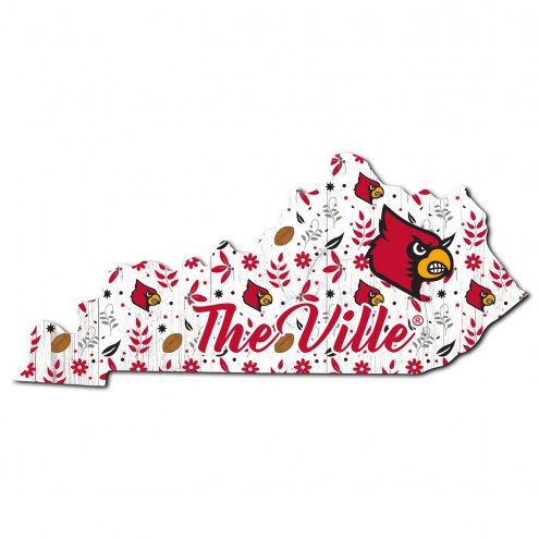 Louisville Cardinals 12&quot; Floral State Sign