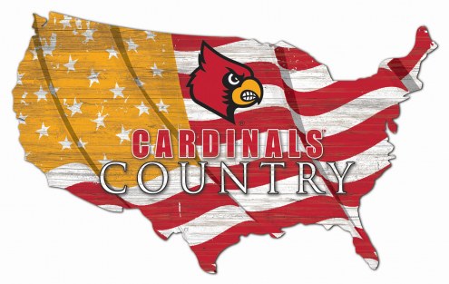 Louisville Cardinals 15&quot; USA Flag Cutout Sign