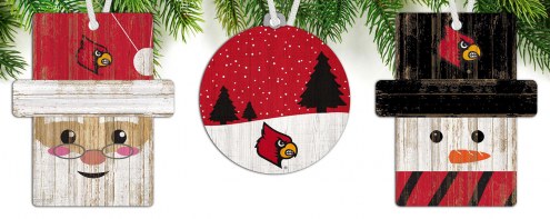 Louisville Cardinals 3-Pack Christmas Ornament Set