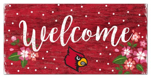 Louisville Cardinals 6&quot; x 12&quot; Floral Welcome Sign