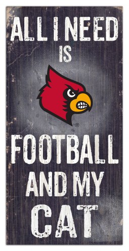 Louisville Cardinals 6&quot; x 12&quot; Football & My Cat Sign