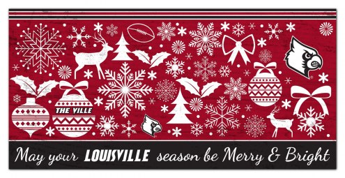 Louisville Cardinals 6&quot; x 12&quot; Merry & Bright Sign