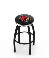 Louisville Cardinals Black Swivel Barstool with Chrome Accent Ring